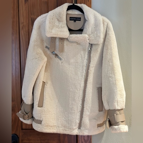 Adrienne Landau Faux Fur Jacket in Ivory Women’s M - Picture 3 of 11